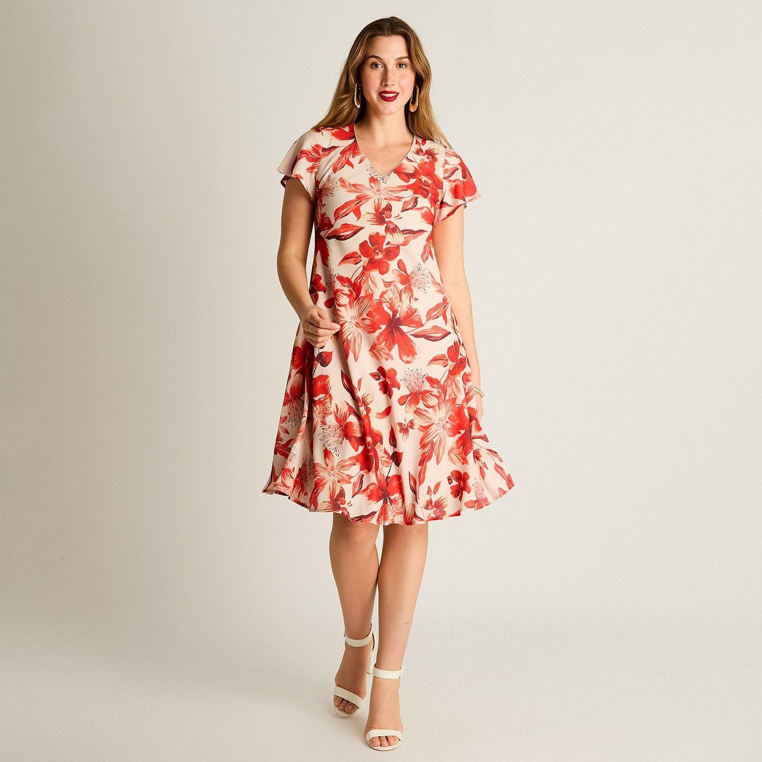 Vestido Midi Naranjo Con Forro-3