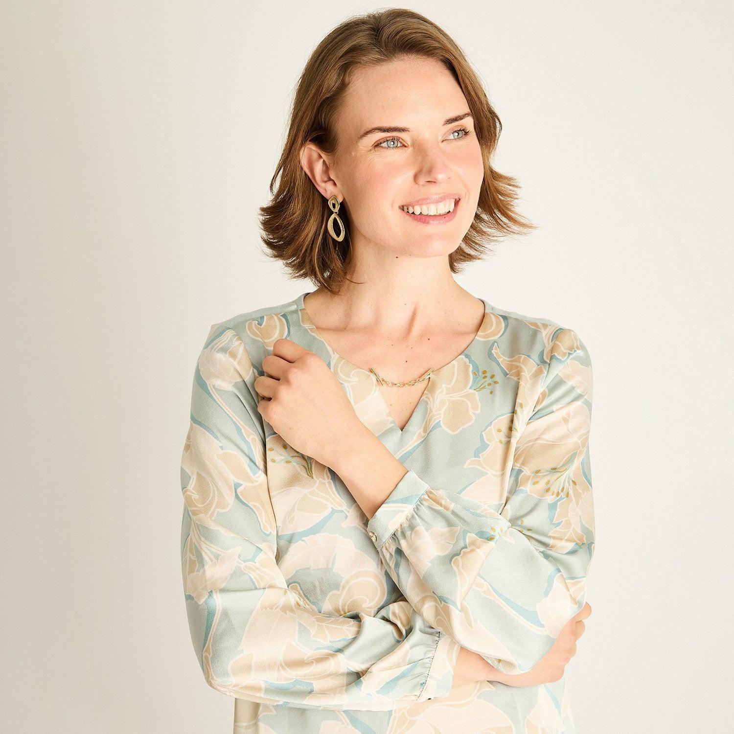 Polera Menta con Estampado Floral-2
