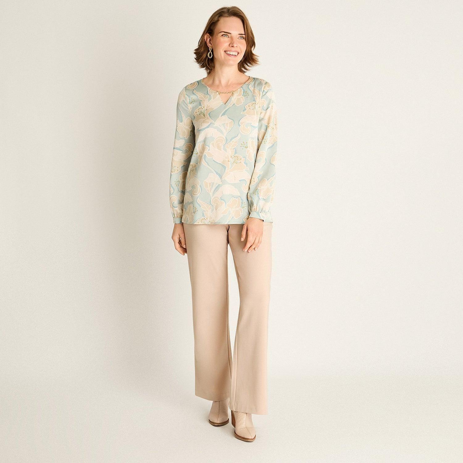 Polera Menta con Estampado Floral-3