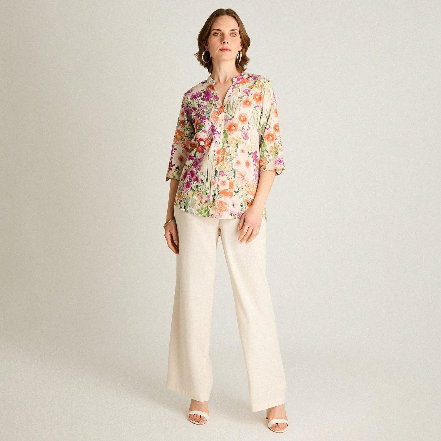 Blusa Fucsia Floral Larga-3