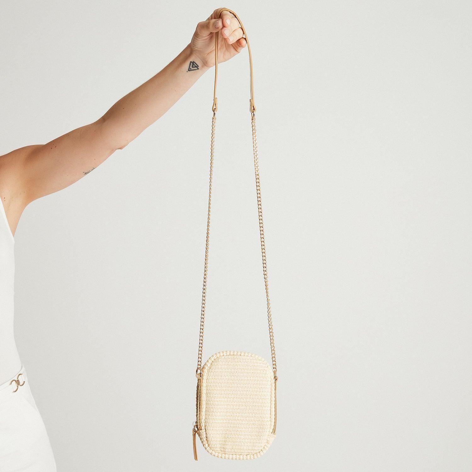 Porta Celular Raffia Beige Metalizado-2