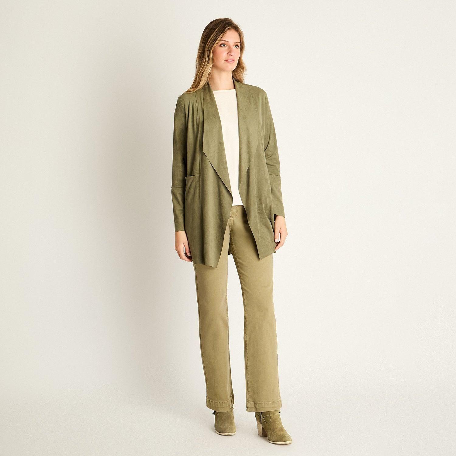 Tapado Verde Manga Larga Baja elasticidad Sin Forro Calce Holgado-3