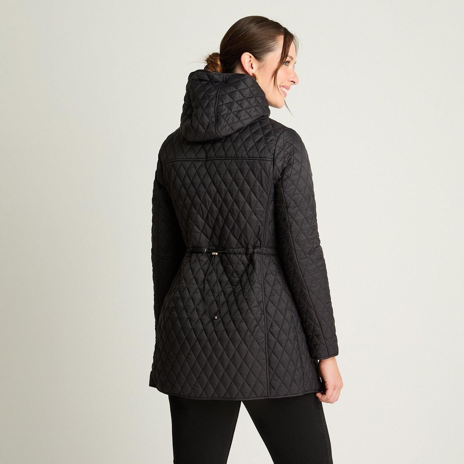 Parka Manga Larga Larga Con Gorro Negro-1