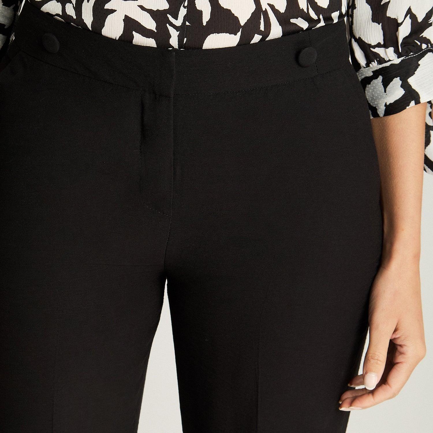 Pantalón Formal Recto Con Botones Decorativos Negro-2
