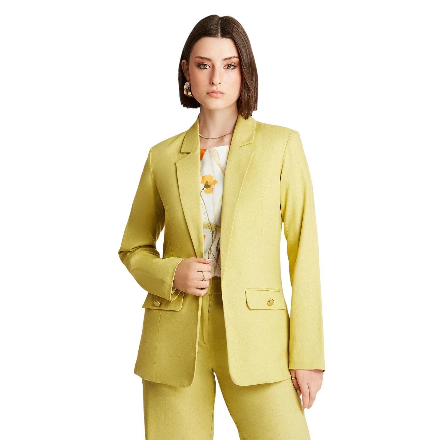 Blazer Pistacho Manga Larga Cuello Solapa-0