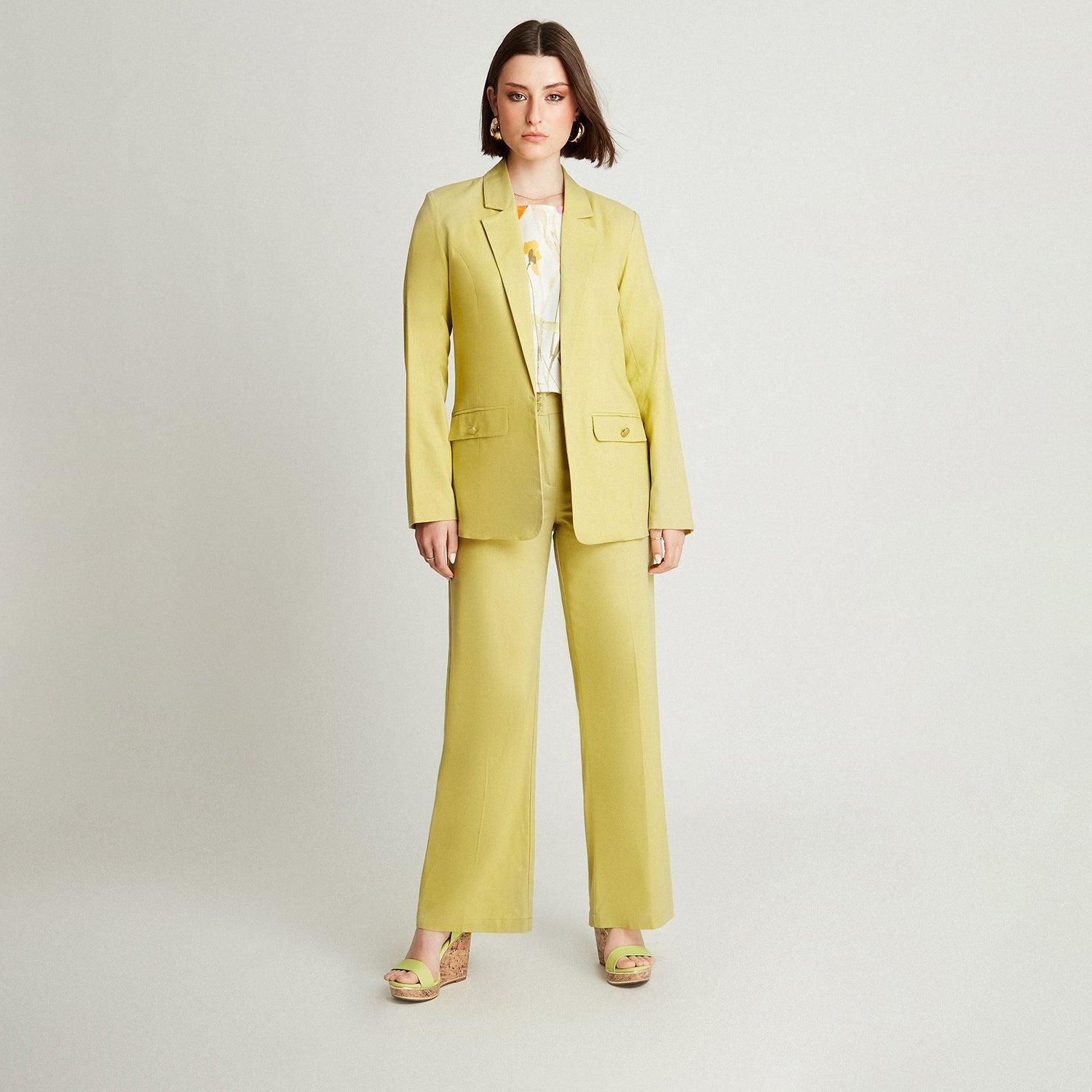 Blazer Pistacho Manga Larga Cuello Solapa-3