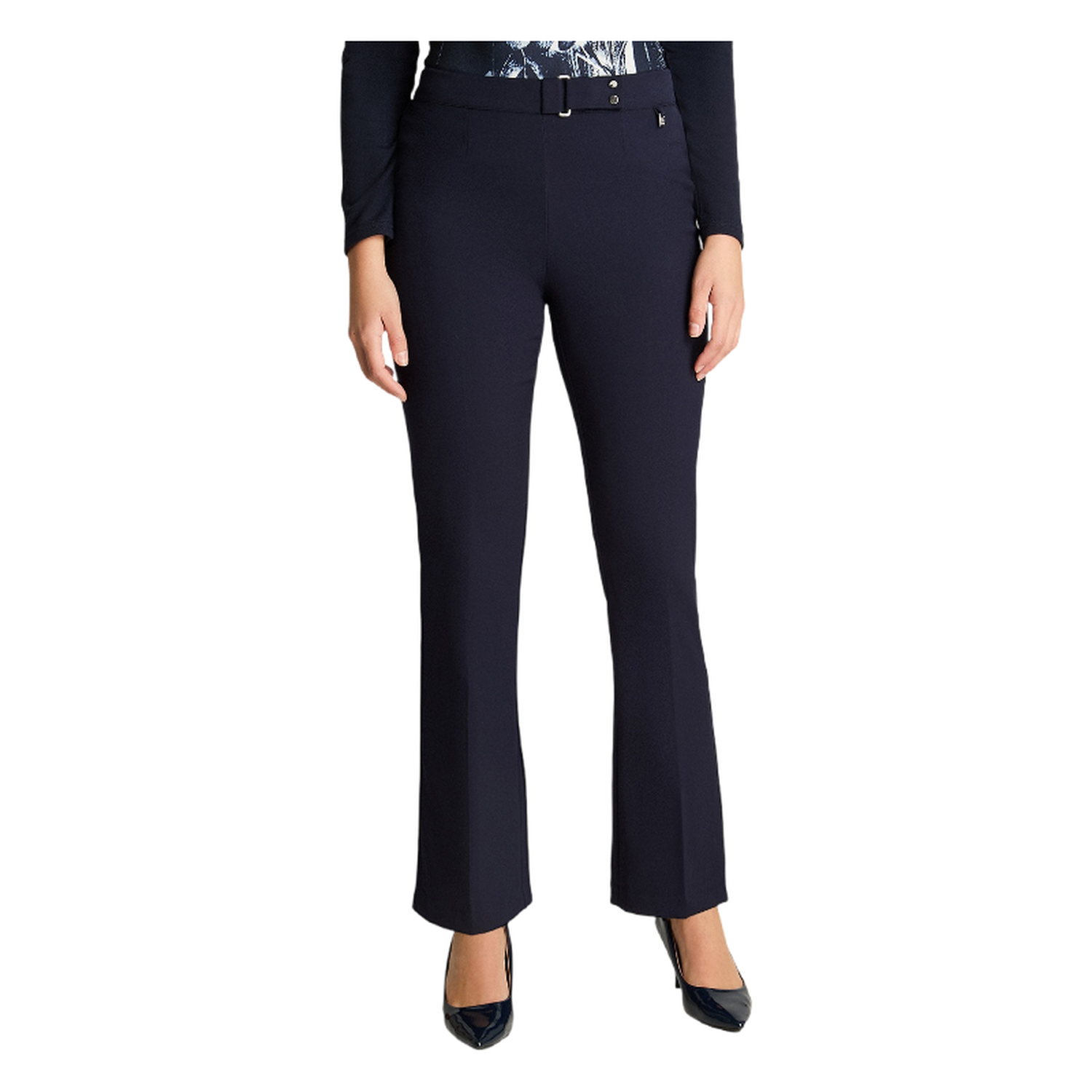 Pantalón Recto Con Pretina Trasera Elasticada Azul-0