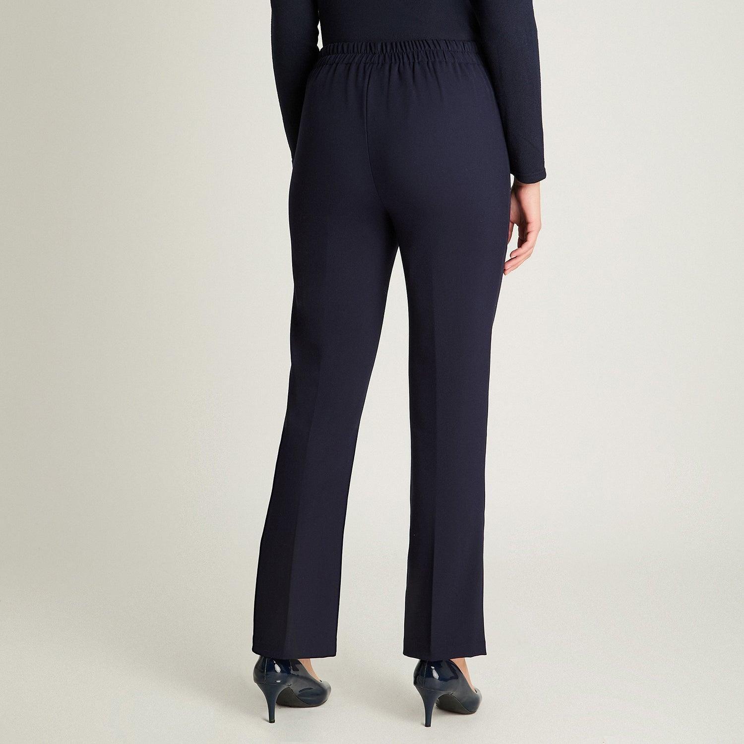 Pantalón Recto Con Pretina Trasera Elasticada Azul-1