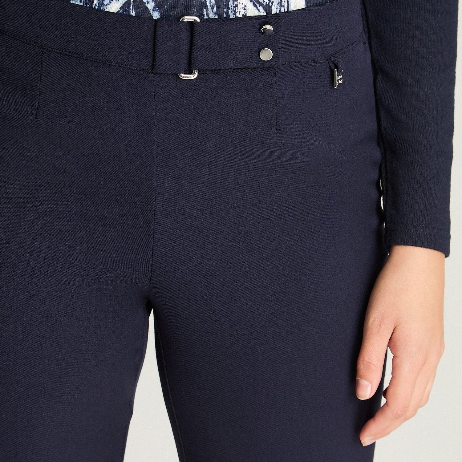 Pantalón Recto Con Pretina Trasera Elasticada Azul-2