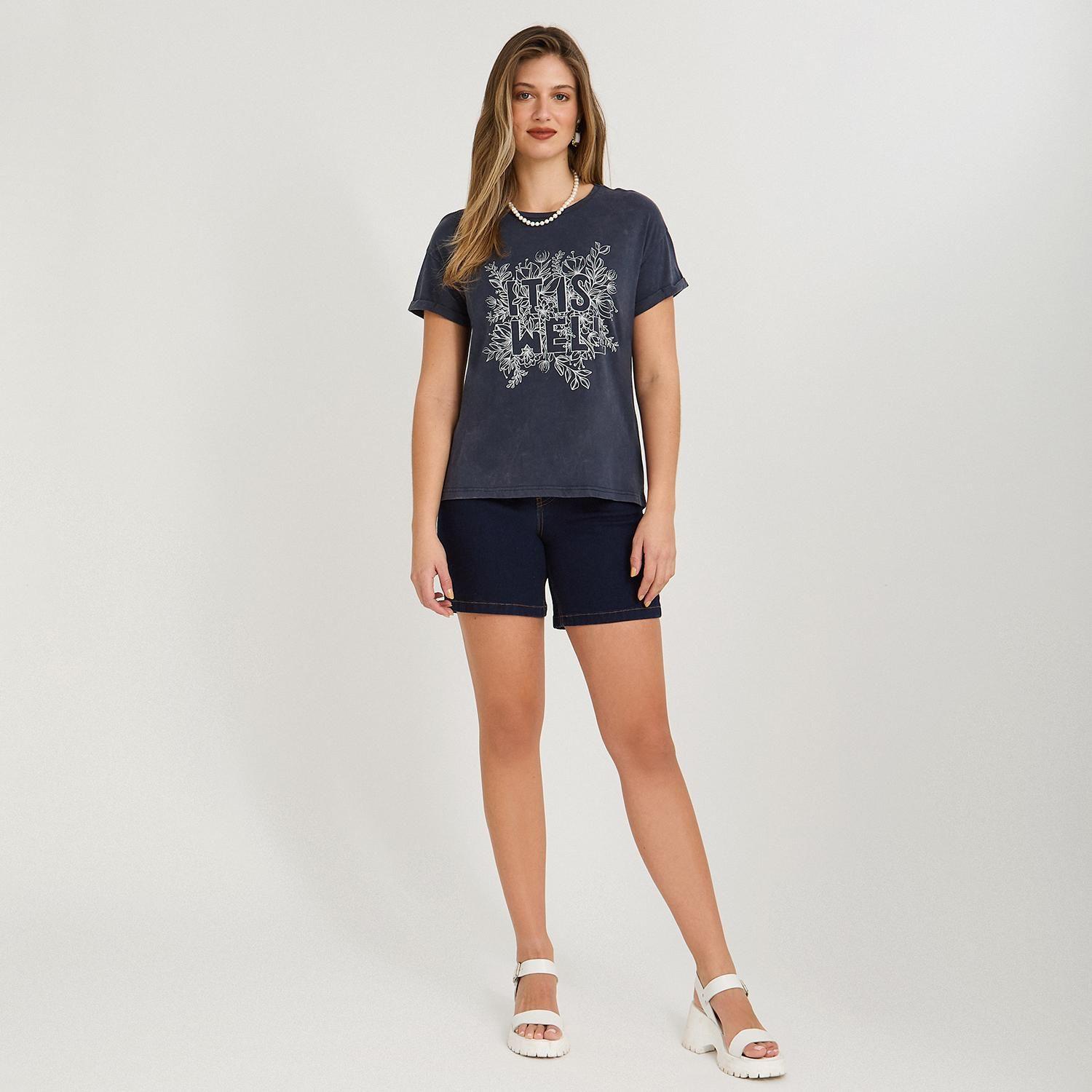 Polera Manga Corta Acid Wash Azul-3