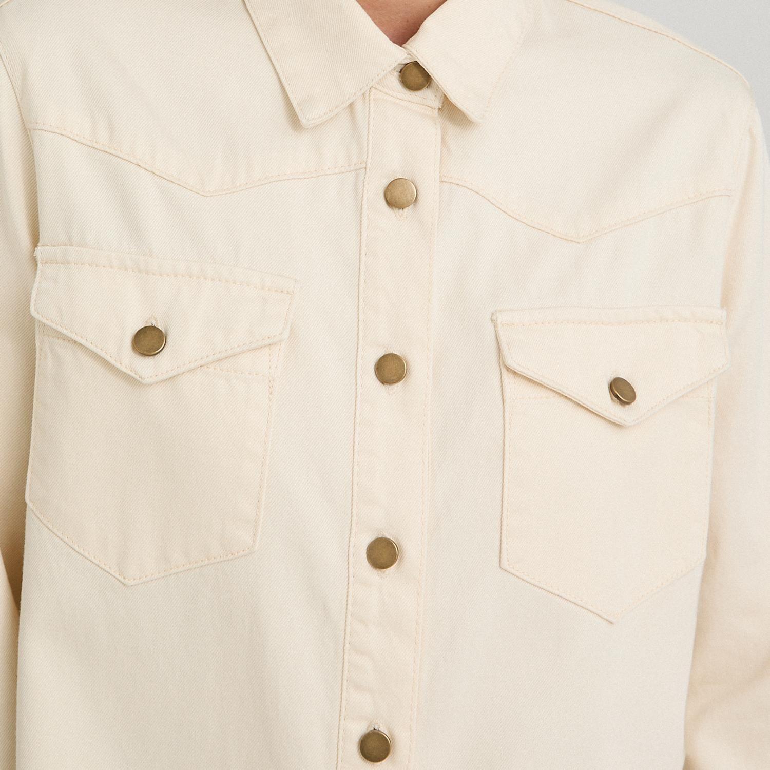 Casaca Mezclilla Manga Larga Lyocell Beige-2