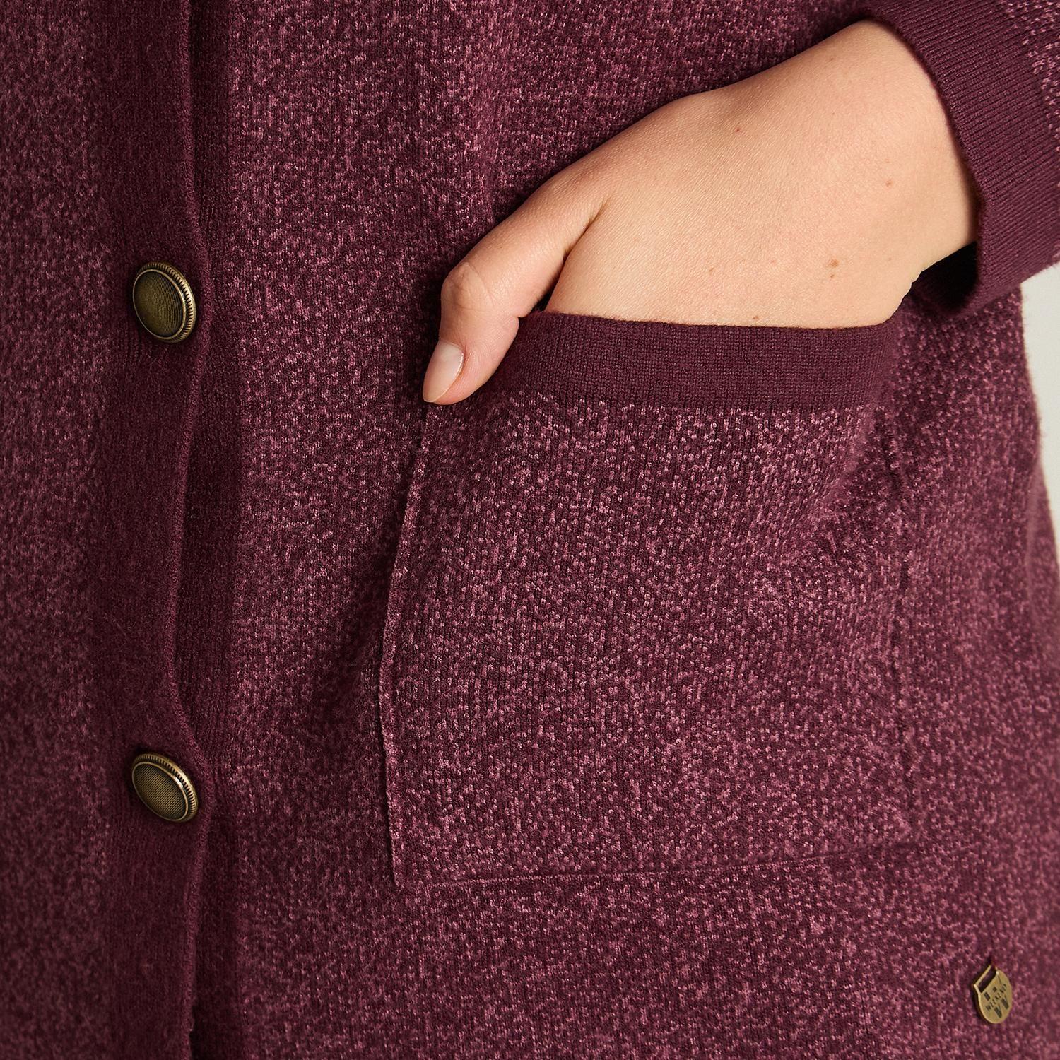 Cardigan Burdeo con Detalles Lurex y Botones en Tejido-2