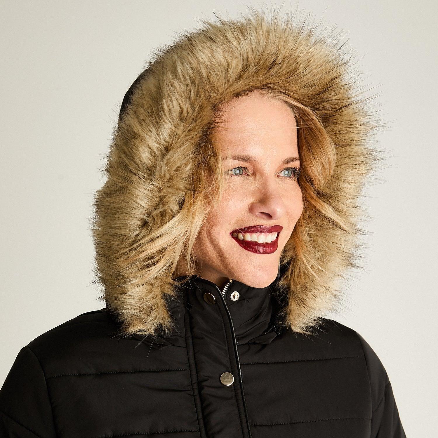 Parka Larga Gruesa Forrada Con Cinturón Negro-1