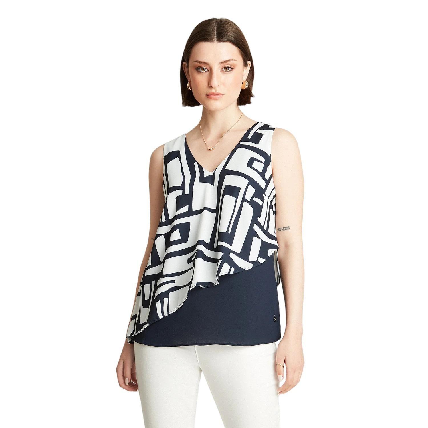 Blusa Crudo Sin Manga Cuello V-0