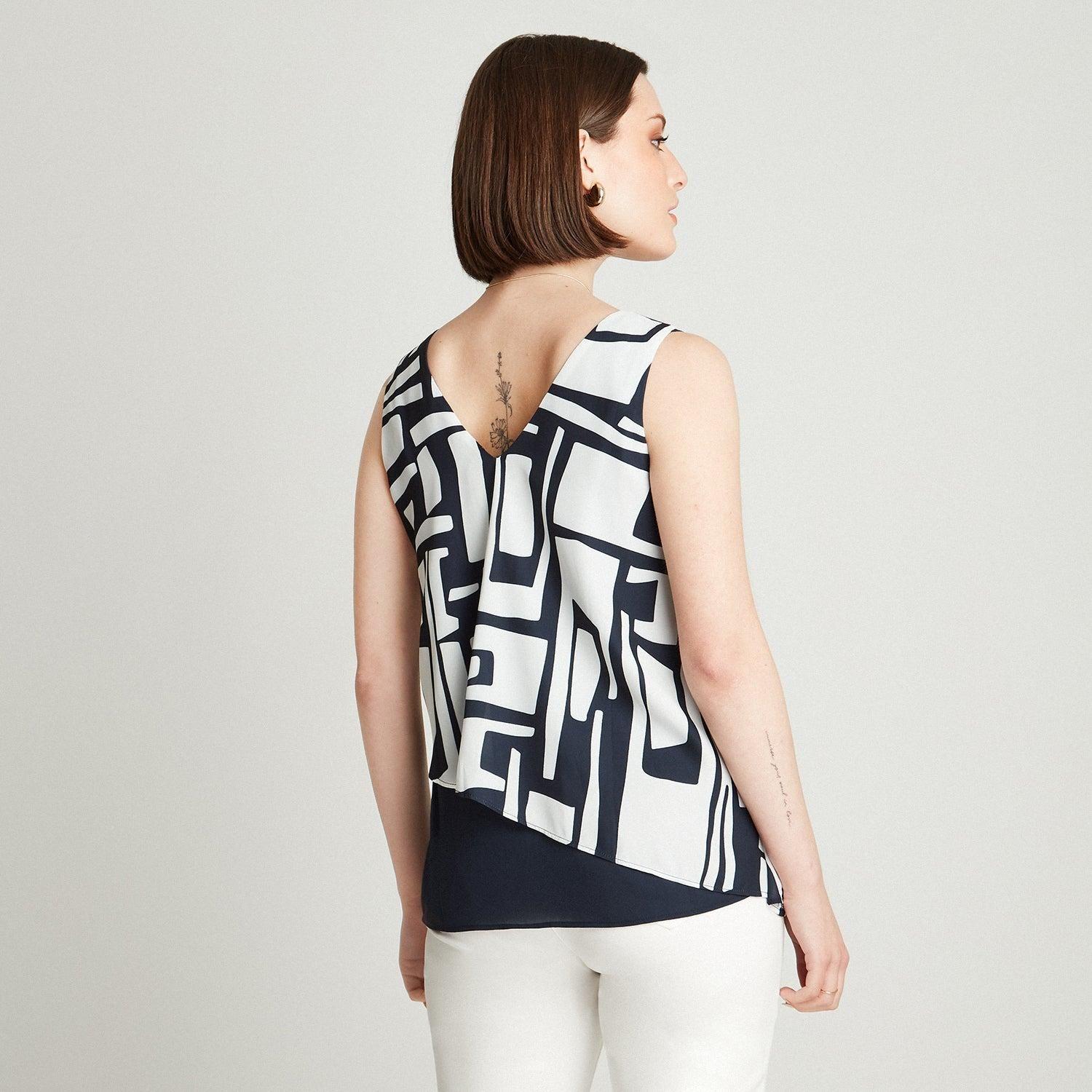 Blusa Crudo Sin Manga Cuello V-1