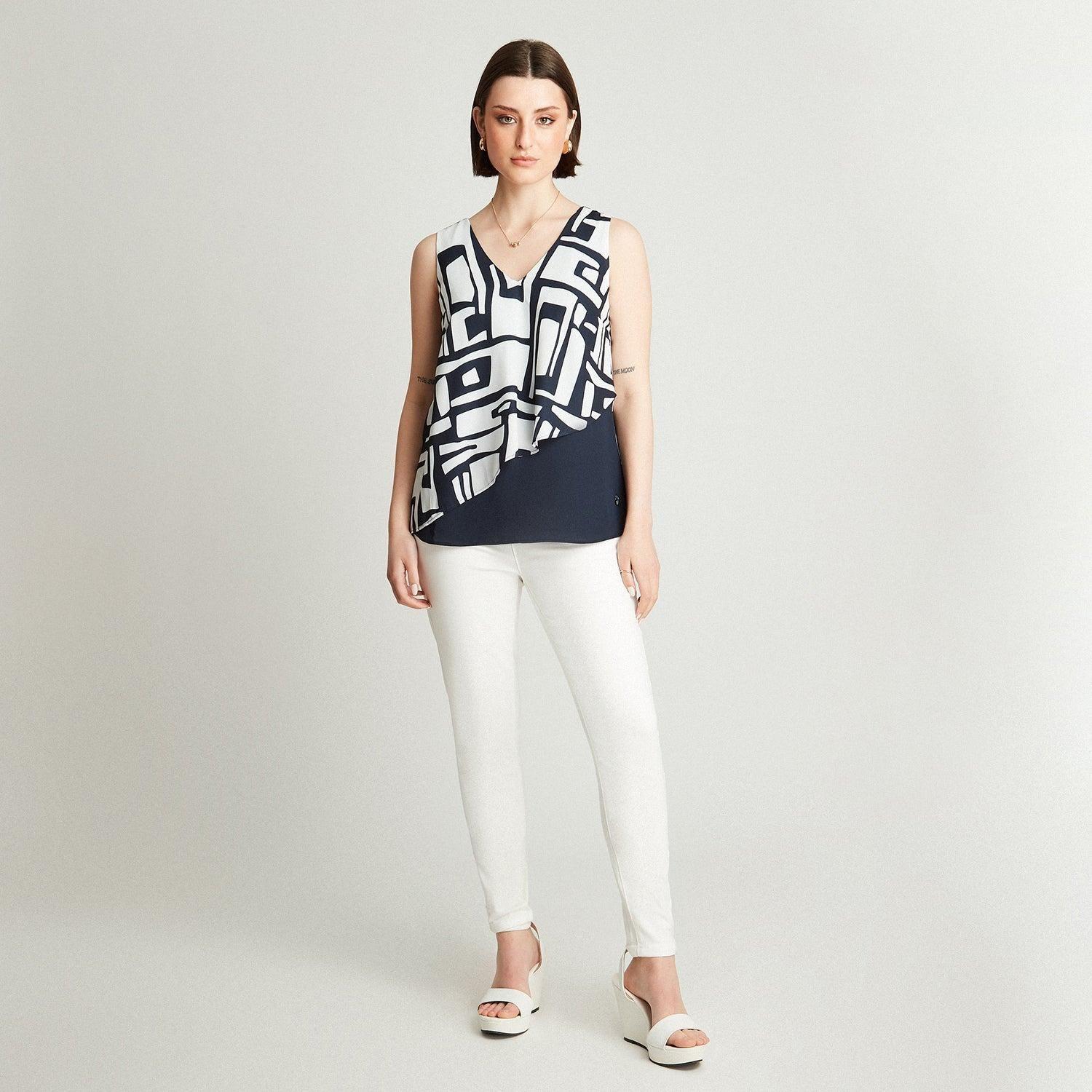 Blusa Crudo Sin Manga Cuello V-3