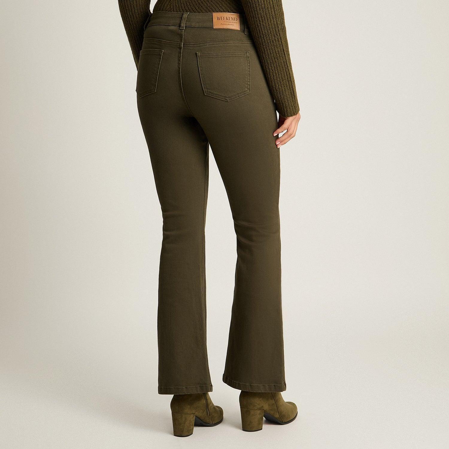 Jeans Verde Elasticidad Media Sin Forro Calce Normal Tela Denim-1