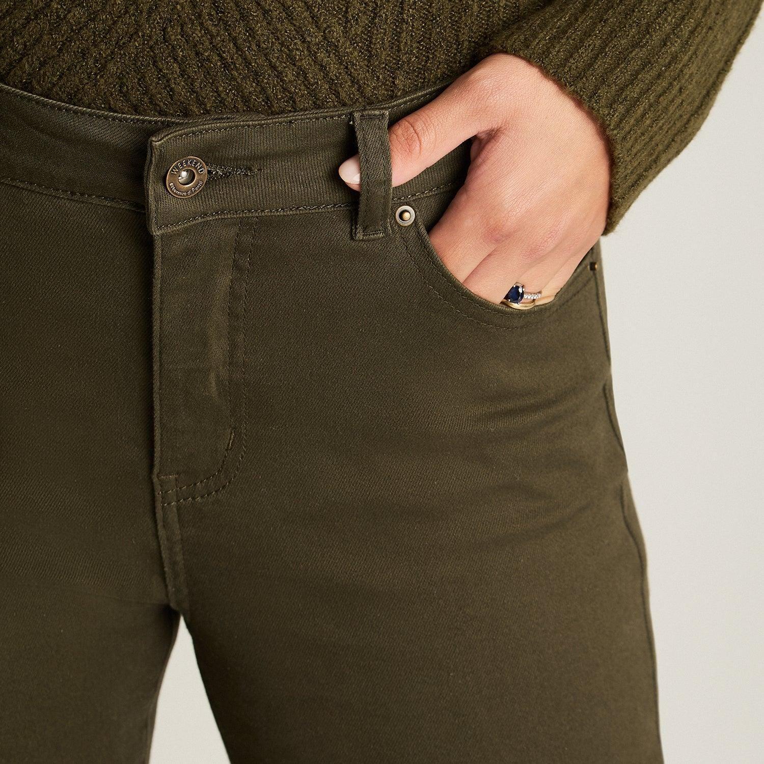 Jeans Verde Elasticidad Media Sin Forro Calce Normal Tela Denim-2