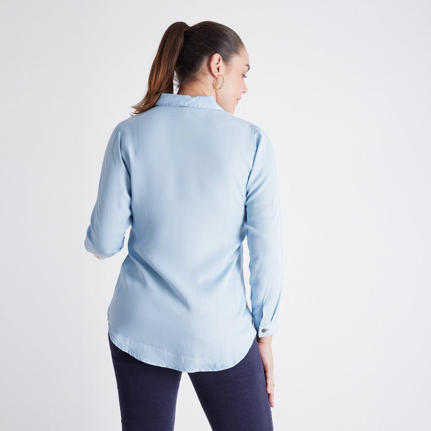 Blusa Mezclilla Bolsillos Basica Lyocell-1