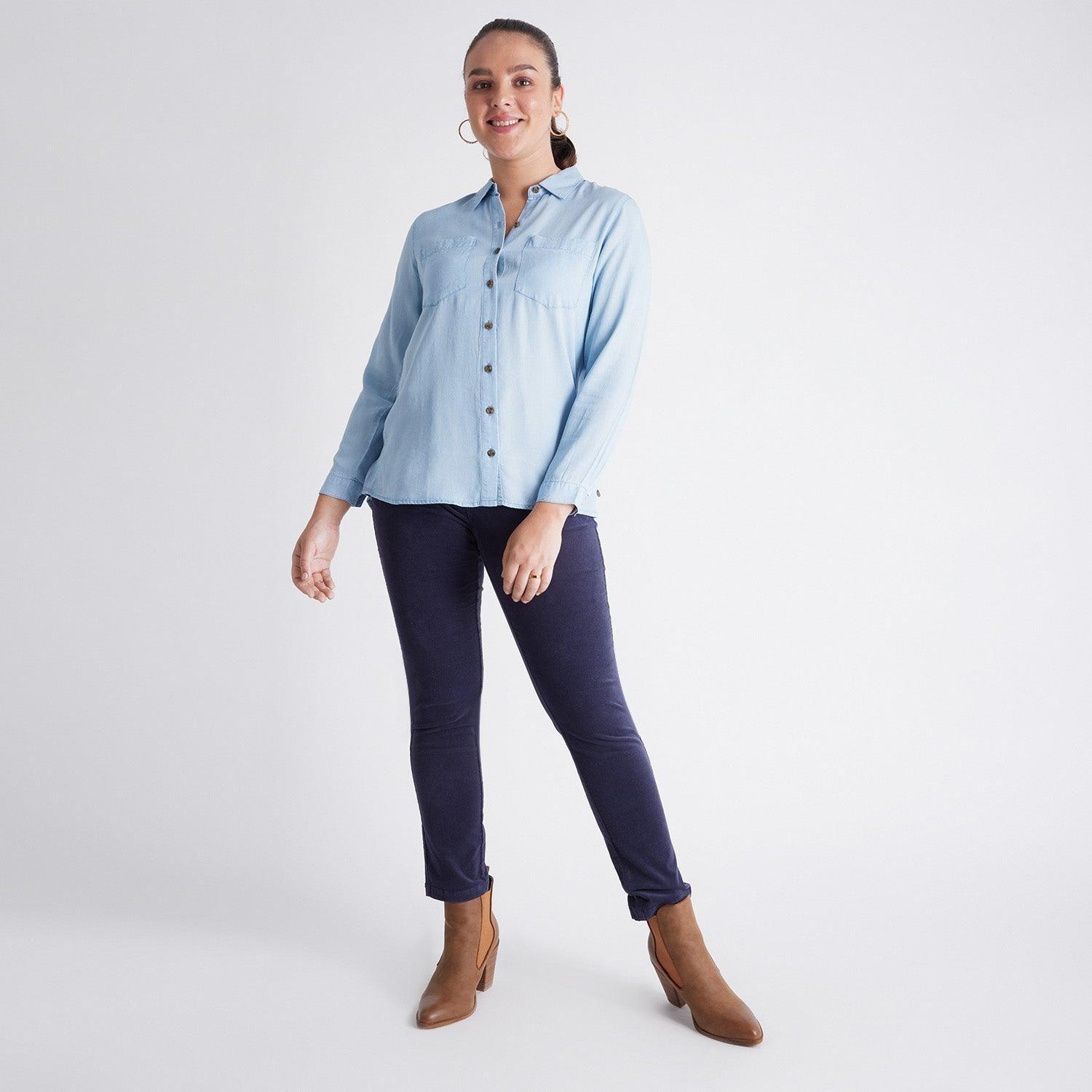 Blusa Mezclilla Bolsillos Basica Lyocell-3