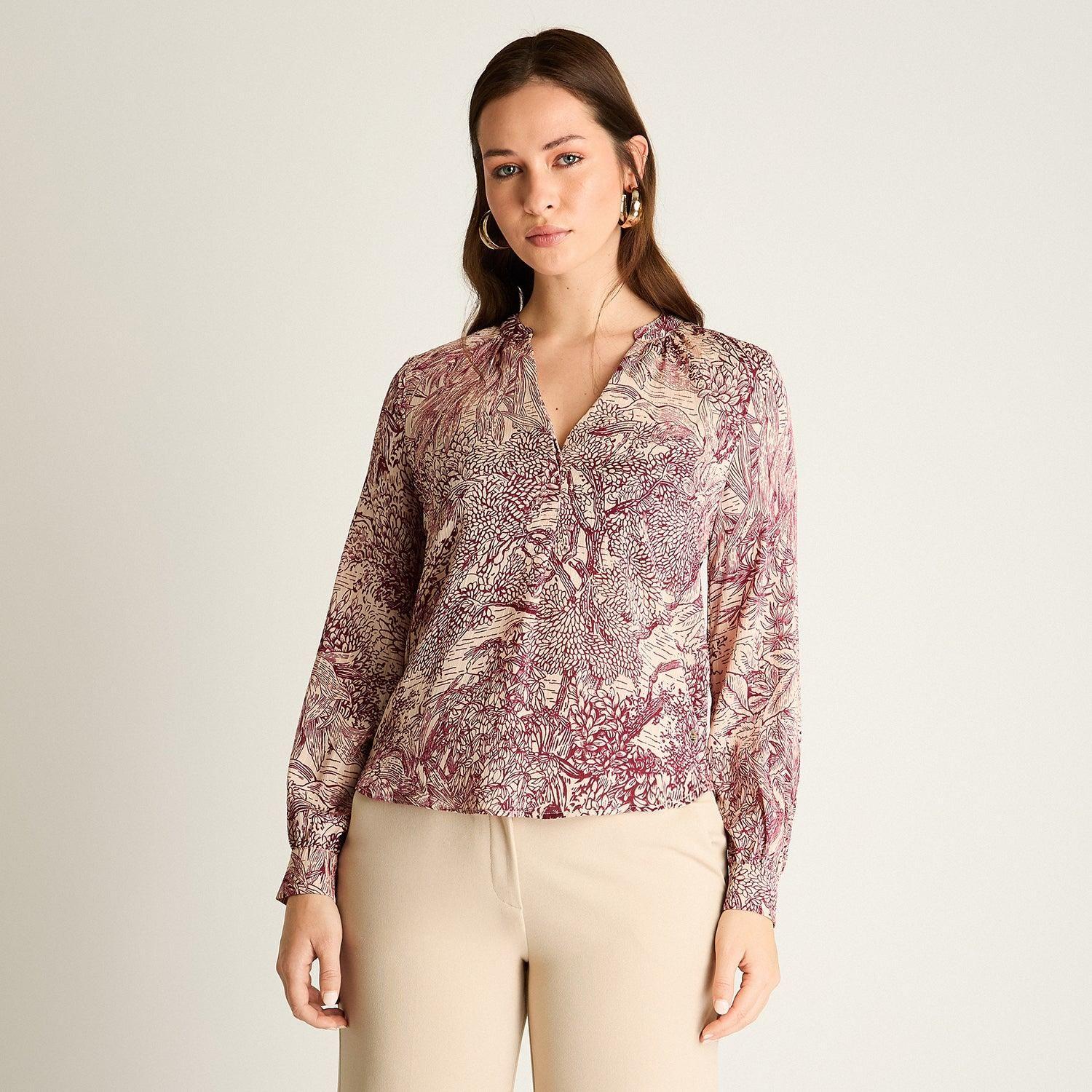 Blusa Arena Estampada Cuello Redondo-0