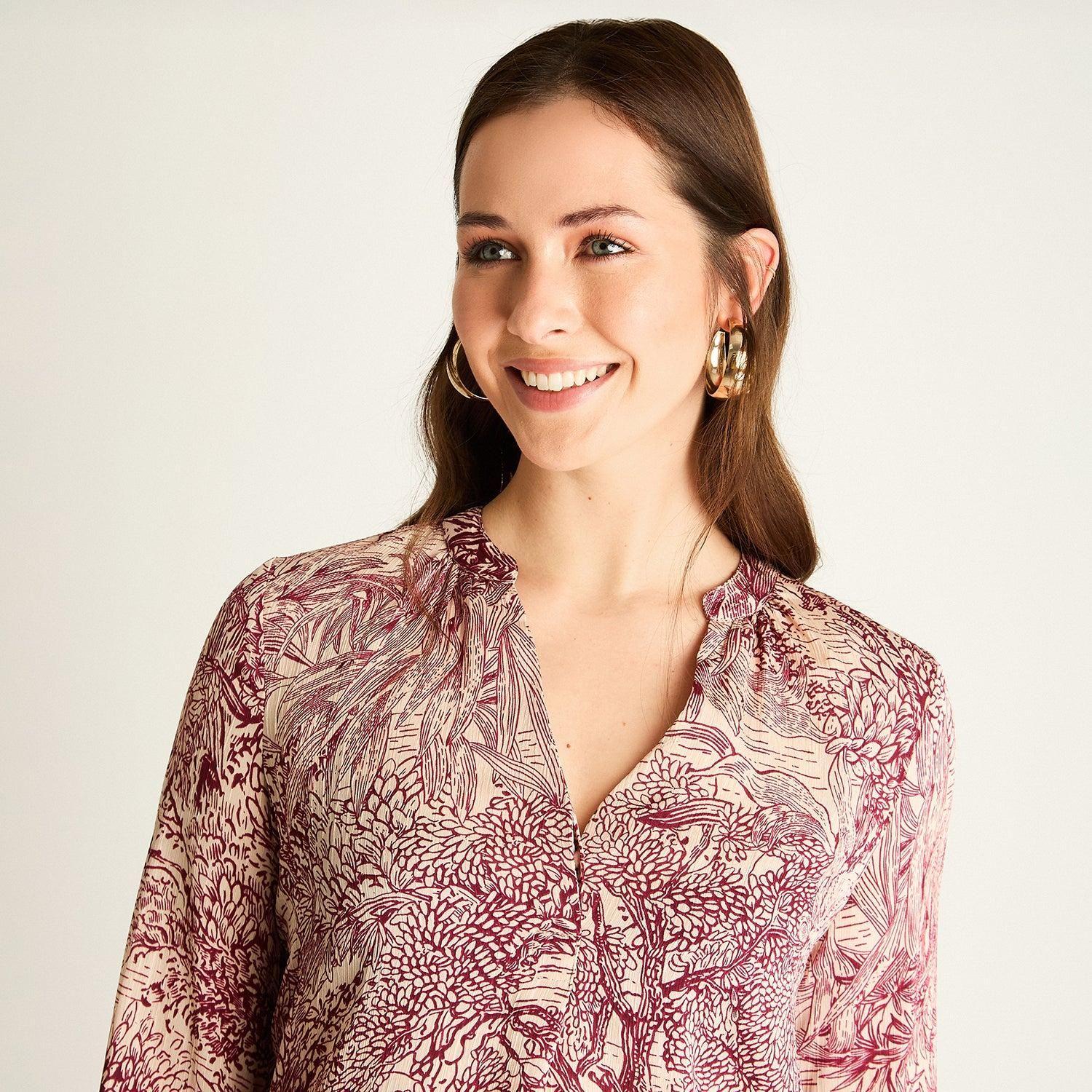 Blusa Arena Estampada Cuello Redondo-2