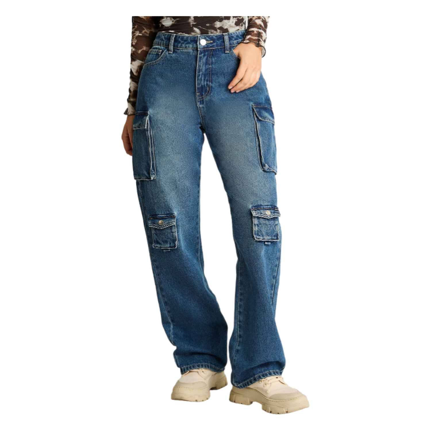 Jeans Cargo Azul-0