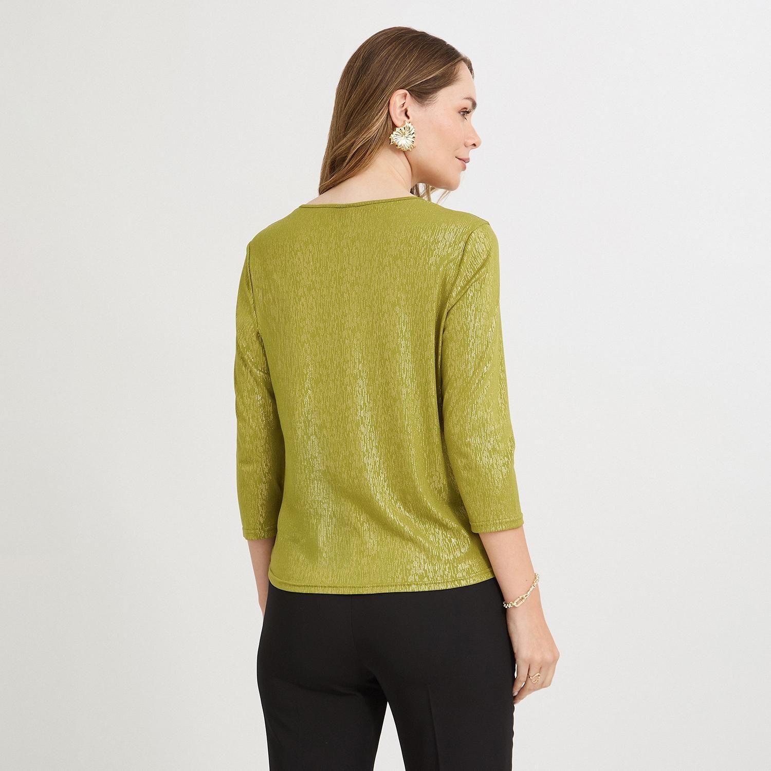 Polera Manga 3/4 con Lurex Verde-1