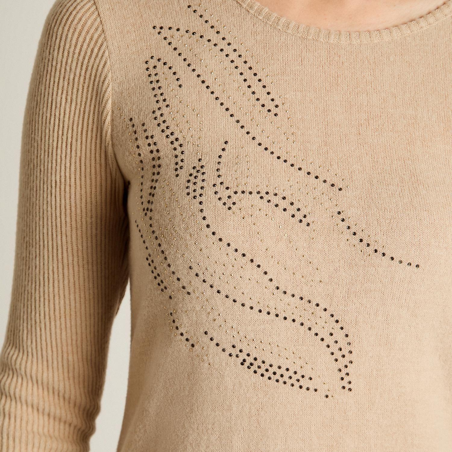 Polera Beige de Lanilla con Detalle de Strass-2