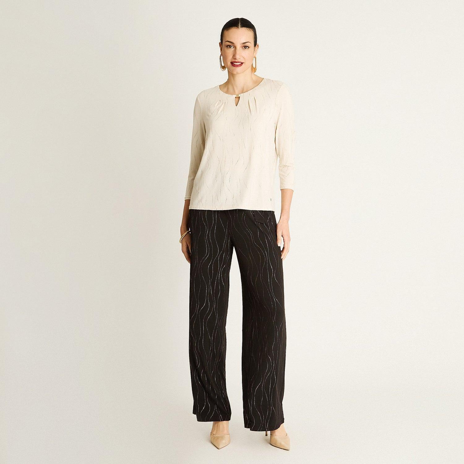 Polera Beige con Brillo Ondulado-3