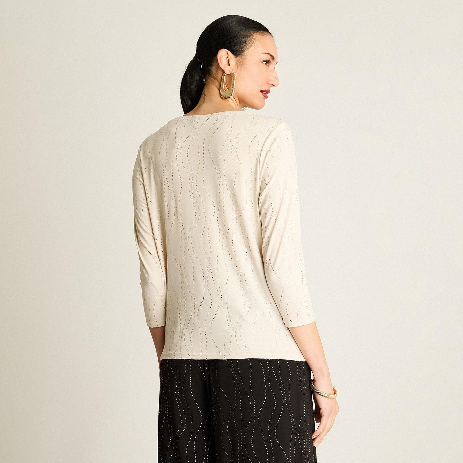 Polera Beige con Brillo Ondulado-1