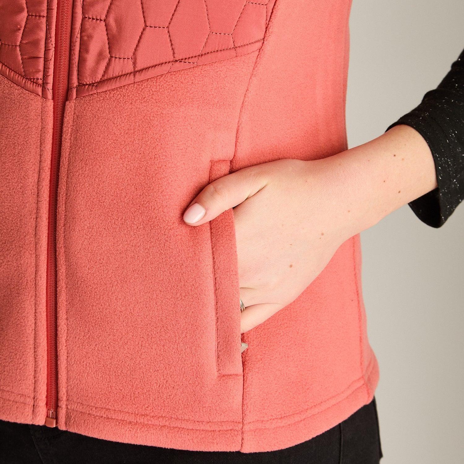 Polerón Polar Rosado Sin Mangas Diseño Quilted a Tono-2