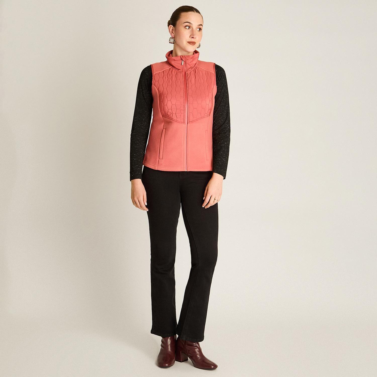 Polerón Polar Rosado Sin Mangas Diseño Quilted a Tono-3