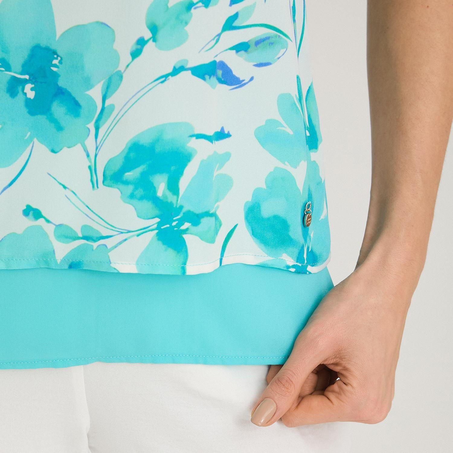 Blusa con Faldón Manga Corta Celeste-2