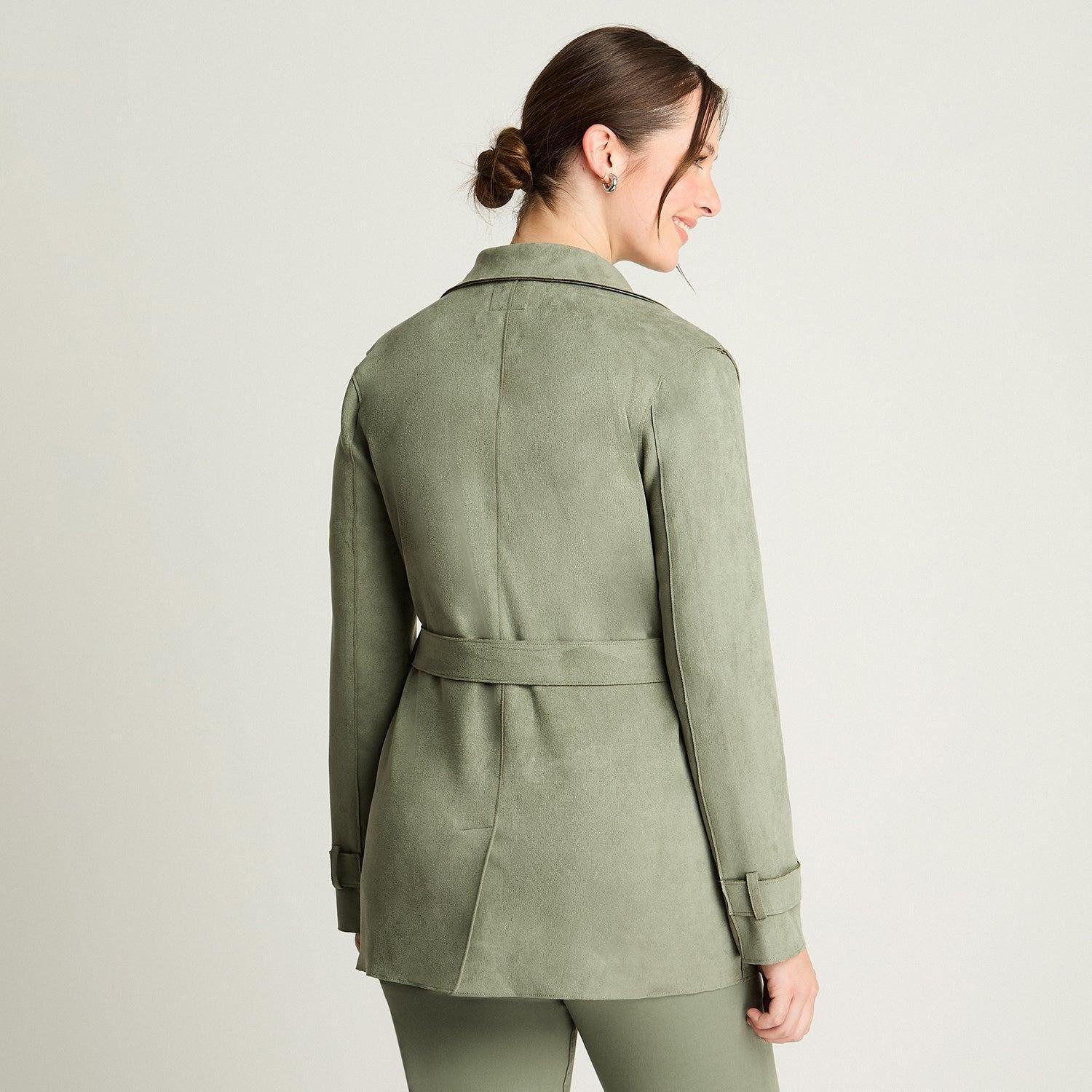 Chaqueta Suede Básica Manga Larga Verde-0