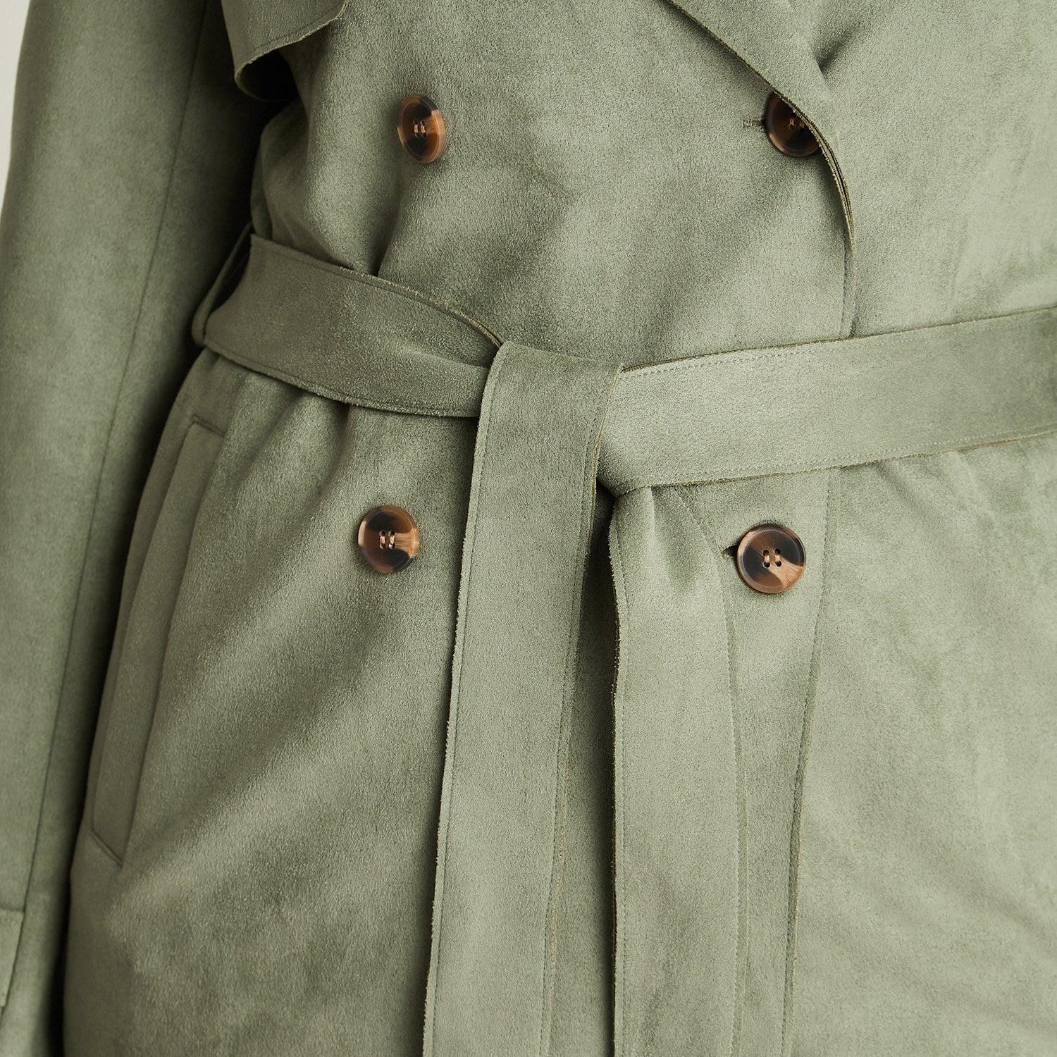 Chaqueta Suede Básica Manga Larga Verde-1