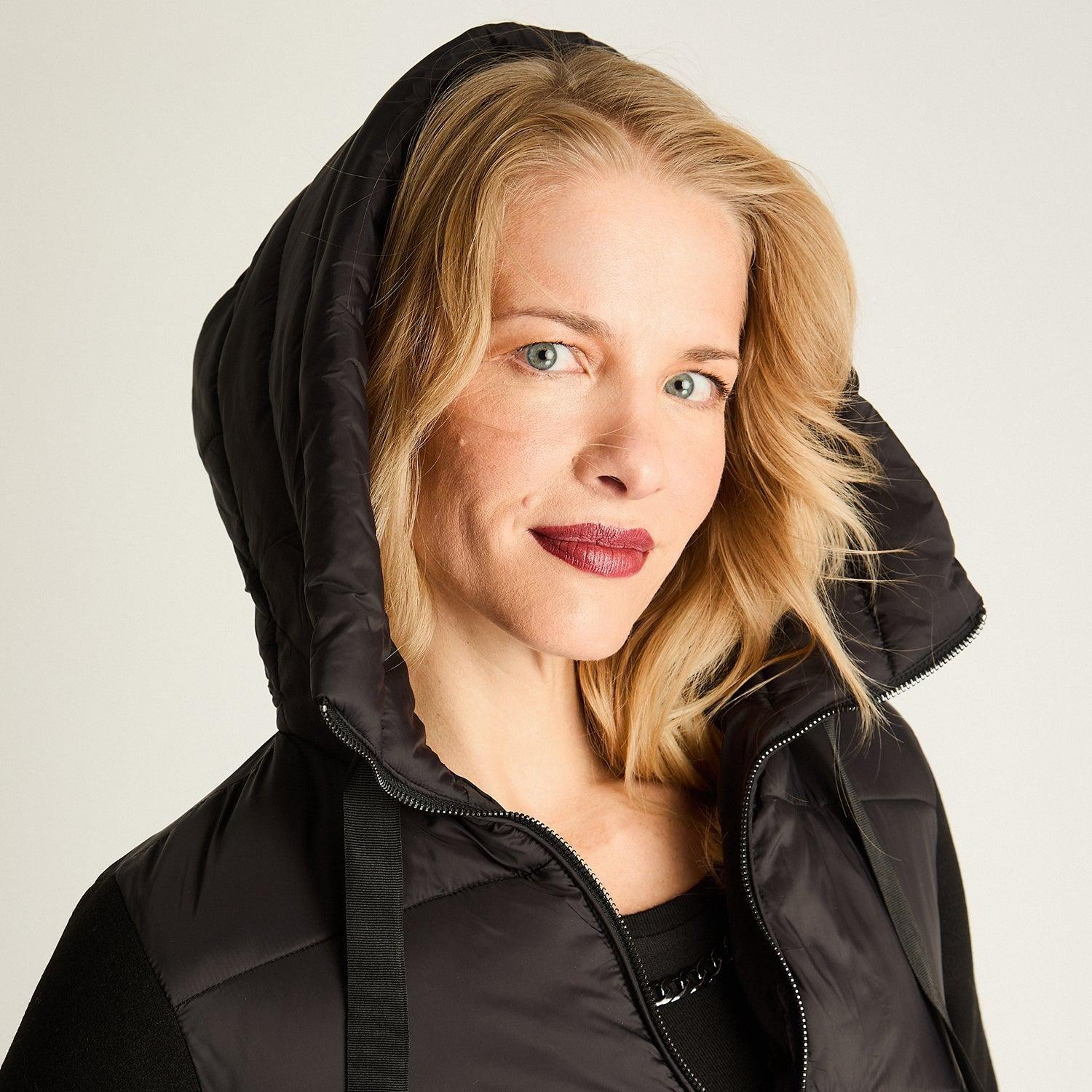Parka Negra Con Manga De Abrigo Negro-3