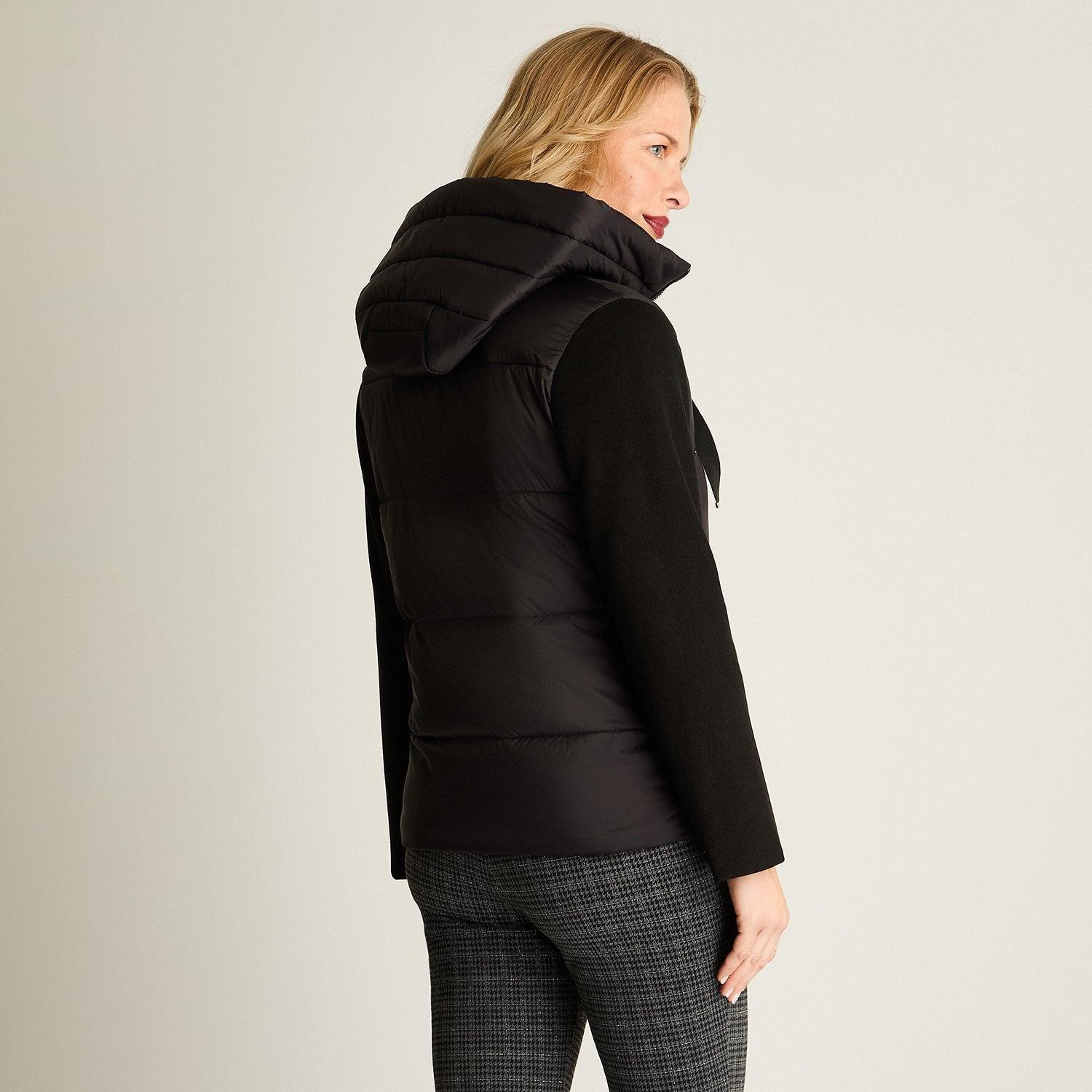 Parka Negra Con Manga De Abrigo Negro-4