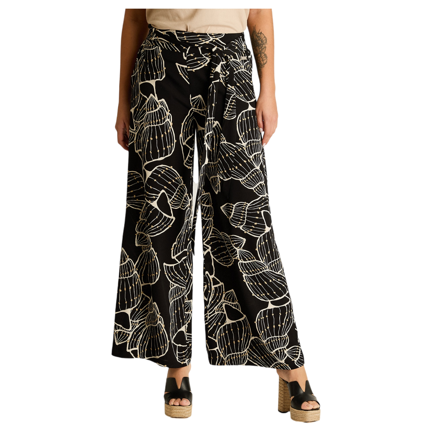 Pantalon Sport Crudo Palazzo No Elasticado Calce Normal-0