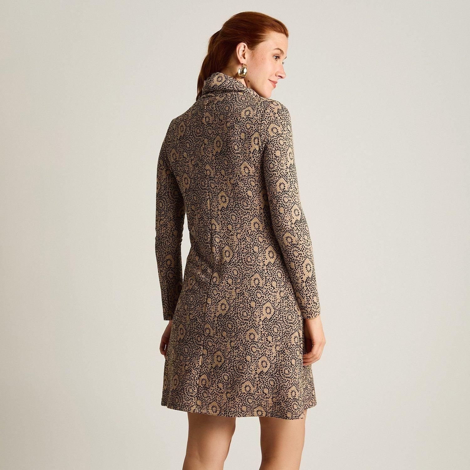 Vestido Midi Camel Midi Elasticidad Media Con Forro Calce Normal Tela Camant-1