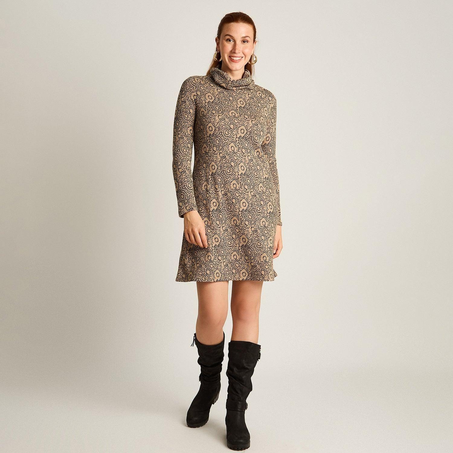 Vestido Midi Camel Midi Elasticidad Media Con Forro Calce Normal Tela Camant-3