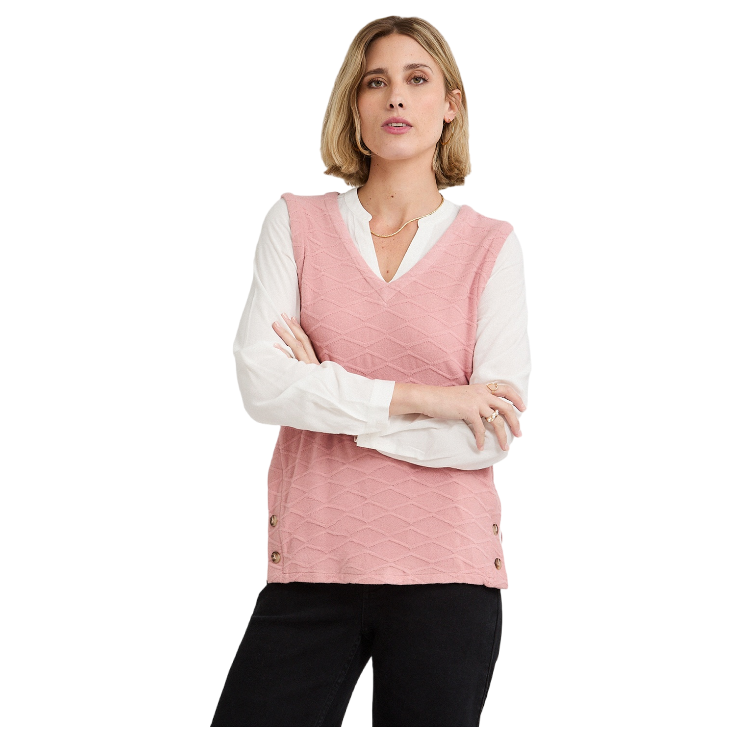 Polera Lanilla con Manga Blusa Rosado-0