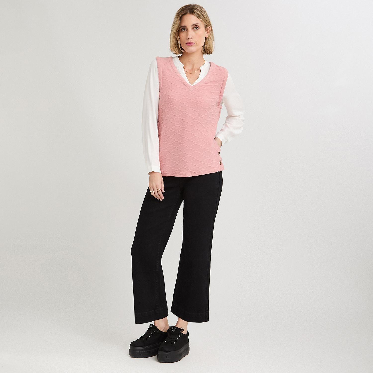 Polera Lanilla con Manga Blusa Rosado-3