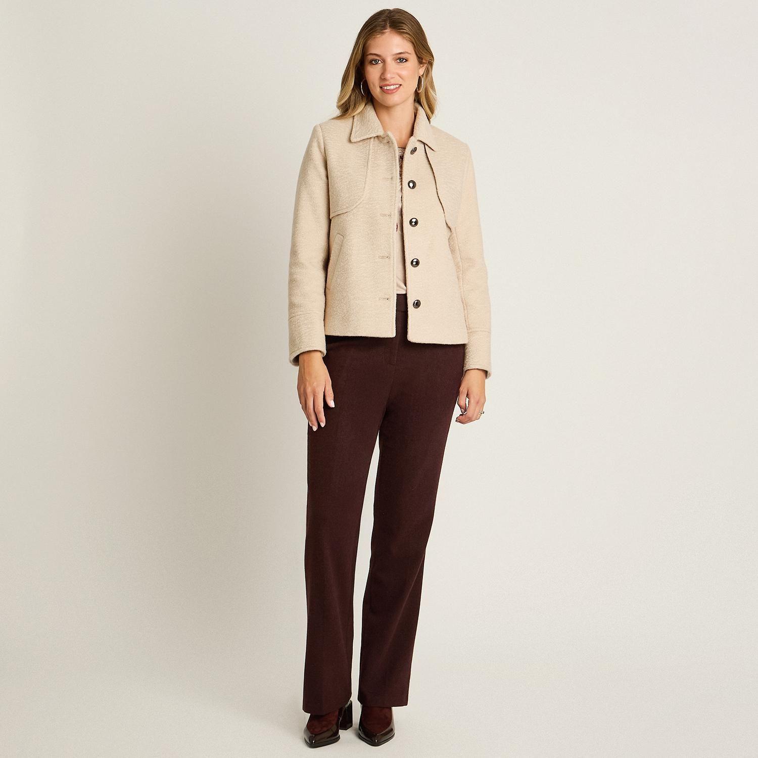 Chaqueta Beige con Botones y Cuello con Solapa-3