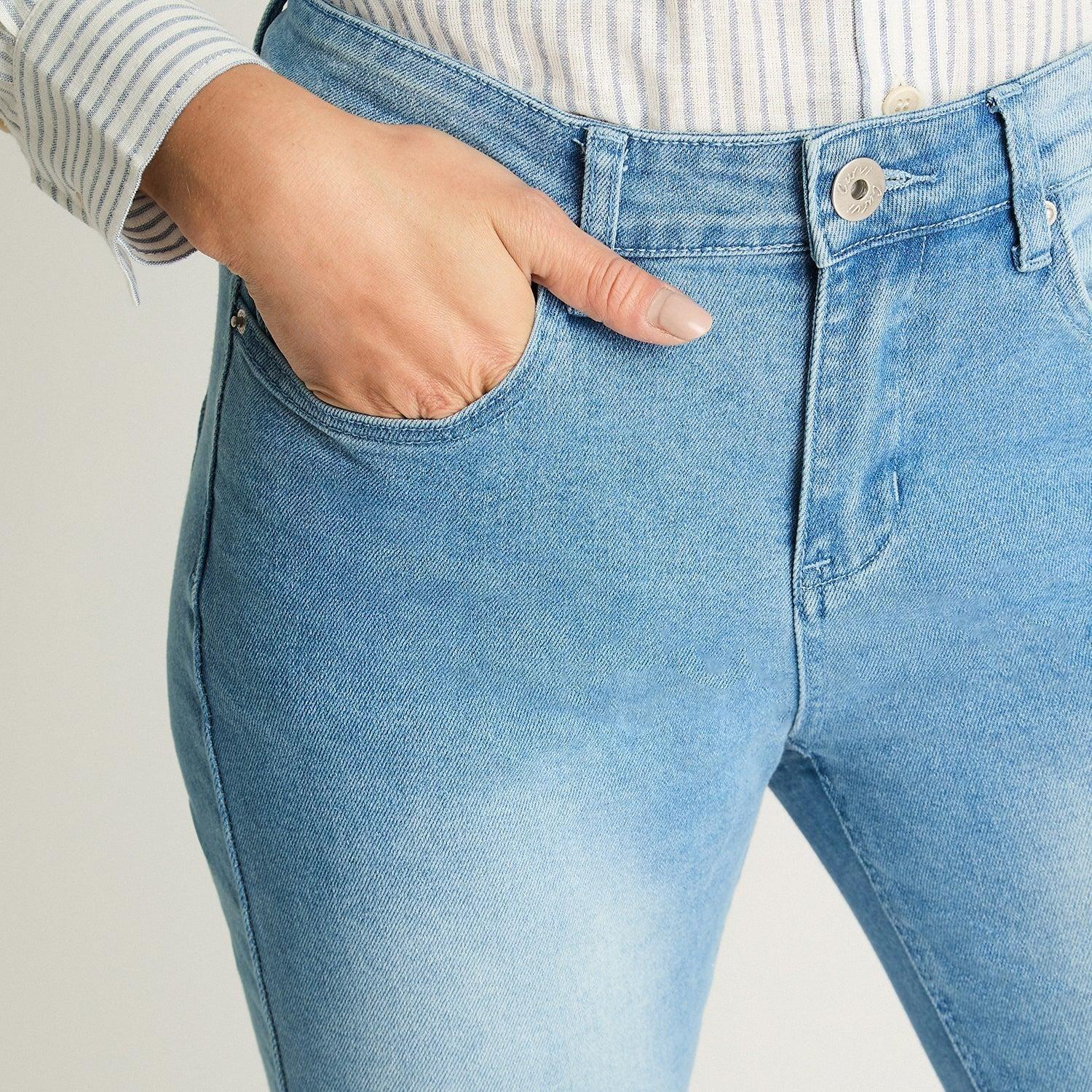 Jeans Recto 1 Boton Celeste-2