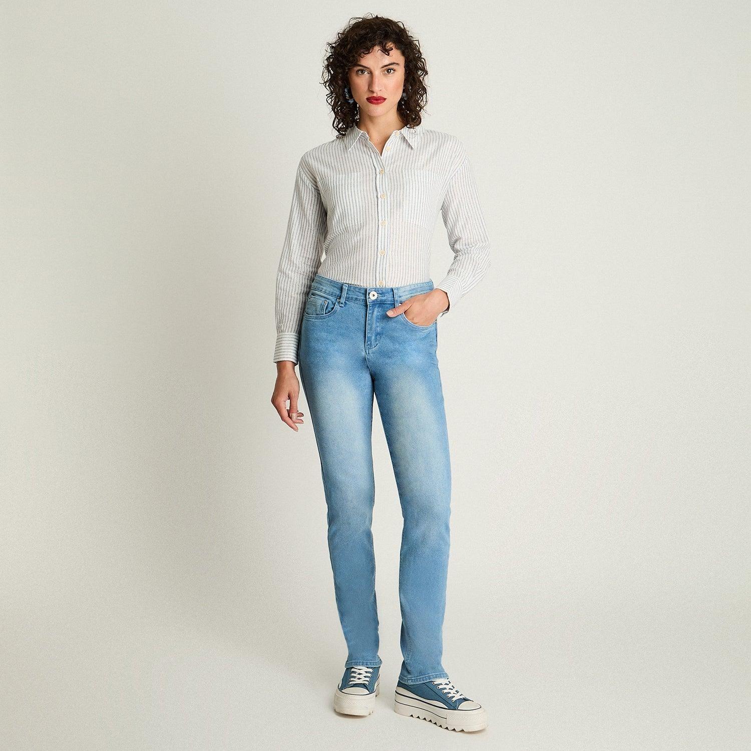Jeans Recto 1 Boton Celeste-3