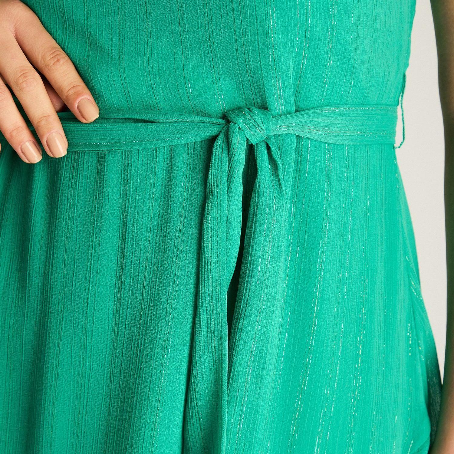 Vestido Cruzado Verde con Vuelo-2