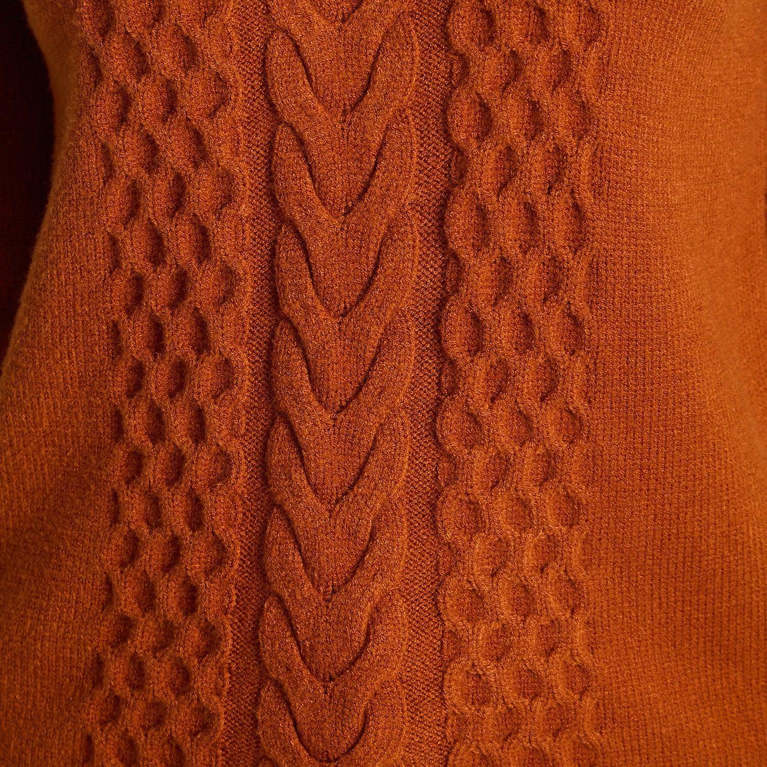 Sweater Terracota con Trenzado en Relieve en Tejido-2