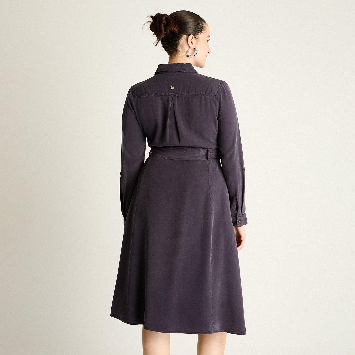 Vestido Camisero Azul Midi-1