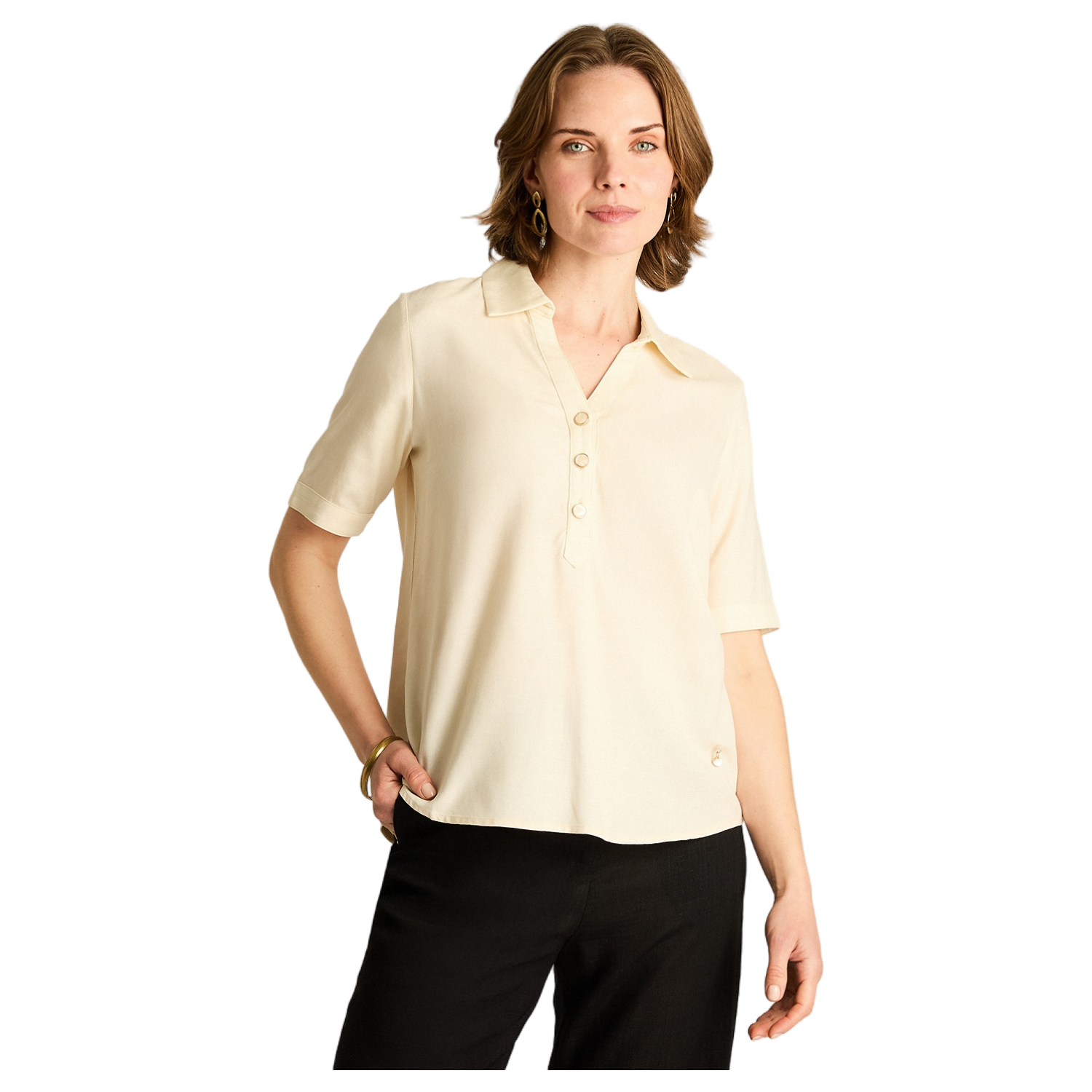 Blusa Lino Crudo Manga Corta-0